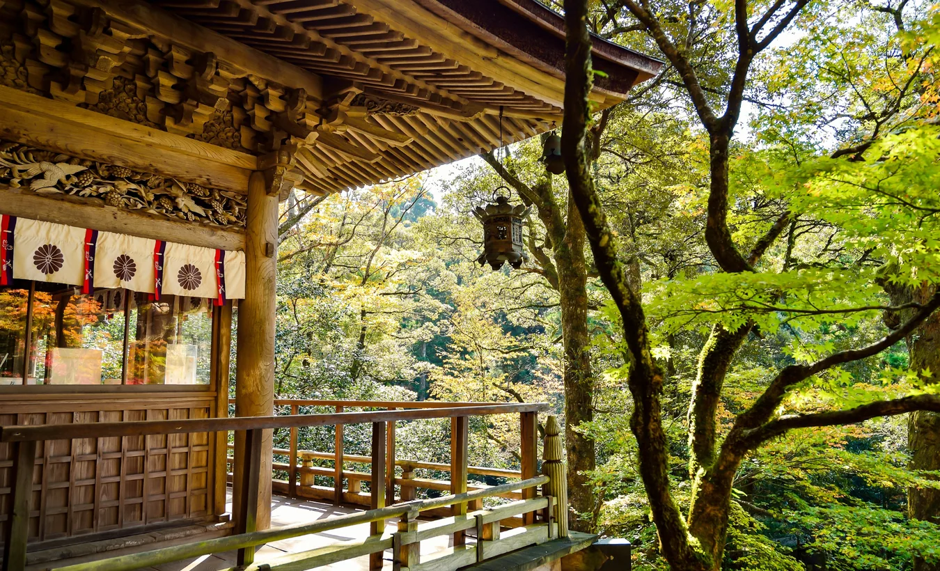 Templo japonés rodeado de naturaleza durante una visita con guía privado en Japón
